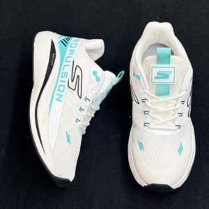 Skechers GO RUN Max Cushion Propulsion Shoes (White & Turquoise)
