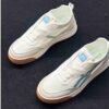 Men's Low-Top Court Sneakers (White & Blue Accent)