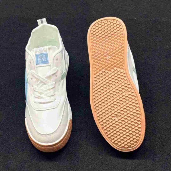 Men's Low-Top Court Sneakers (White & Blue Accent)