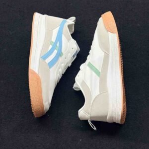 Men's Low-Top Court Sneakers (White & Blue Accent)