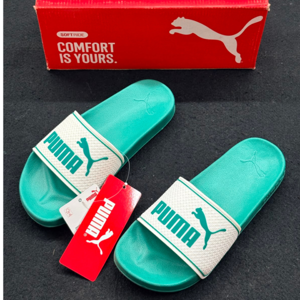 Puma Softride Comfort Slides (Mint Green & White)