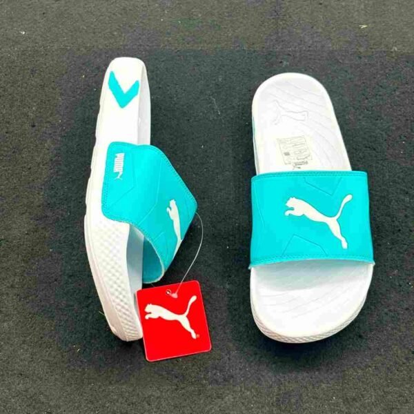 Puma Casual Comfort Slides (Cyan Blue & White)