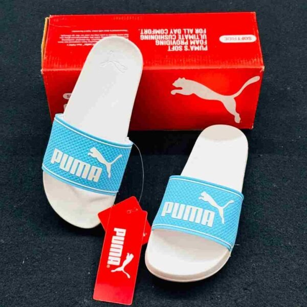 Puma Casual Comfort Slides (Light Blue & White)